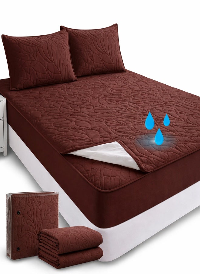 Waterproof Mattress Protector Quilted Bed Cover with Deep Pocket Fit Soft Breathable Noiseless Mattress Pad Leakproof Bedding Protector for Adults Kids Pets